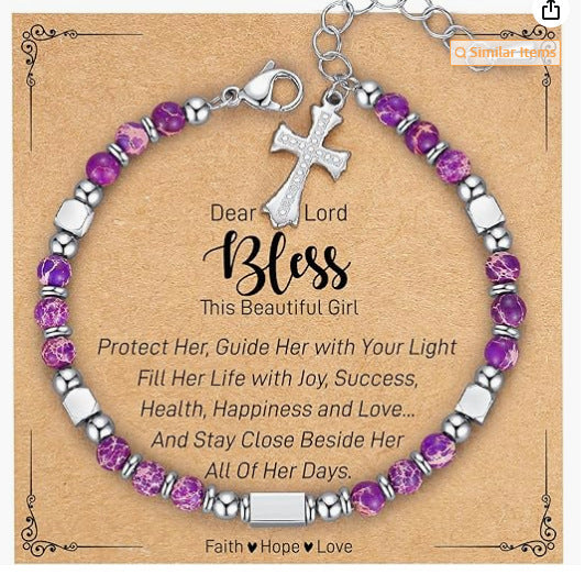 Women's Christmas Gift Natural Pink Crystal Stainless Bracelets