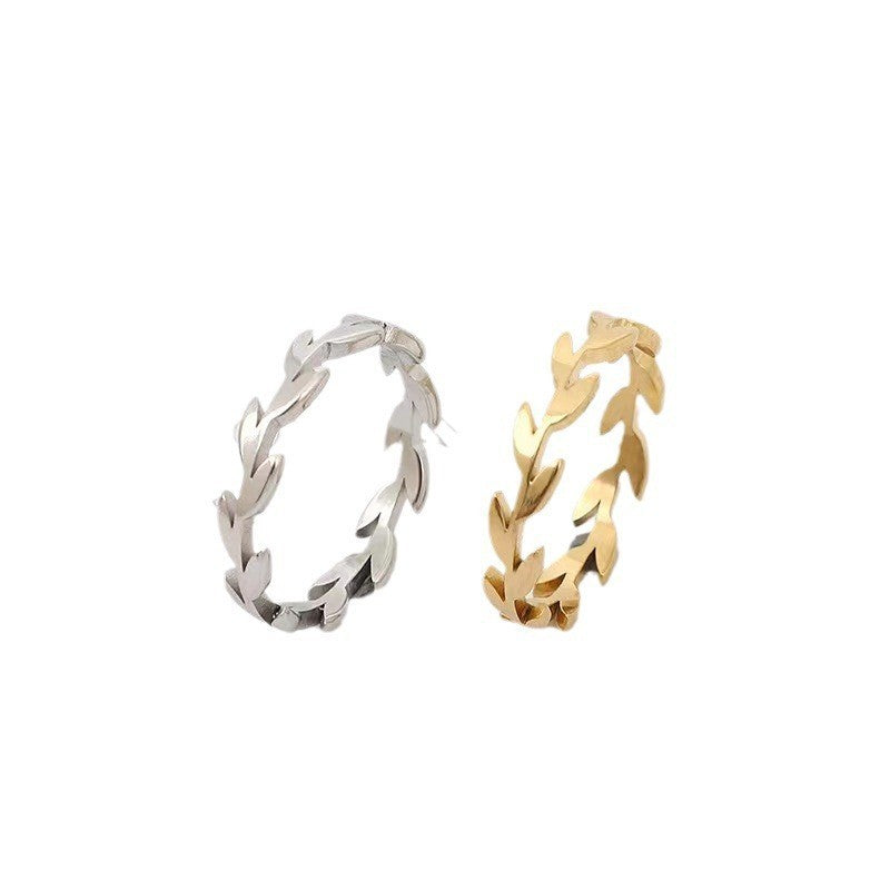 Fashion Simple Fresh Leaves Wheat Female Twin Rings