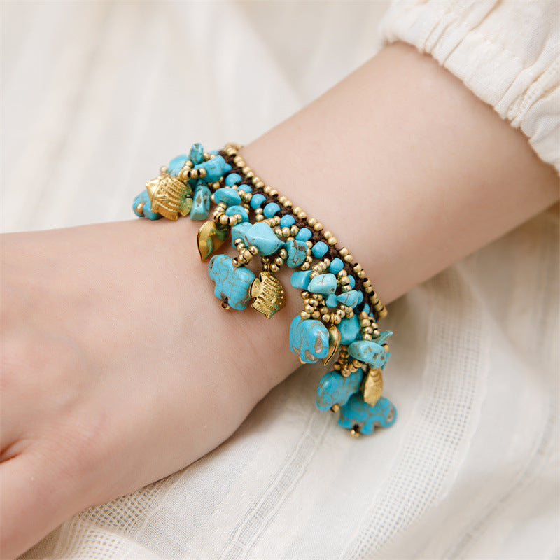 Tibetan Style Elephant Vintage Ethnic Hand Woven Rope Female Bracelets