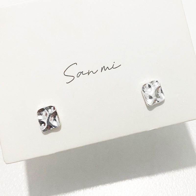 Fresh Plain Sier Plated Bow Female Small Simple Stud Earrings