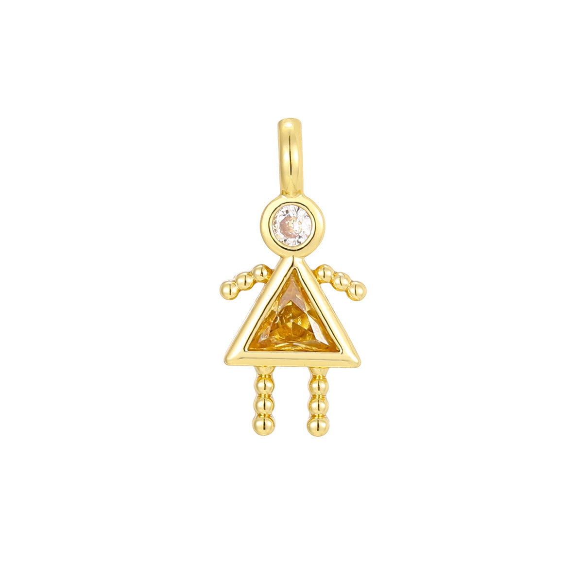 Boys Color Birthstone Gold Micro Inlaid Pendant