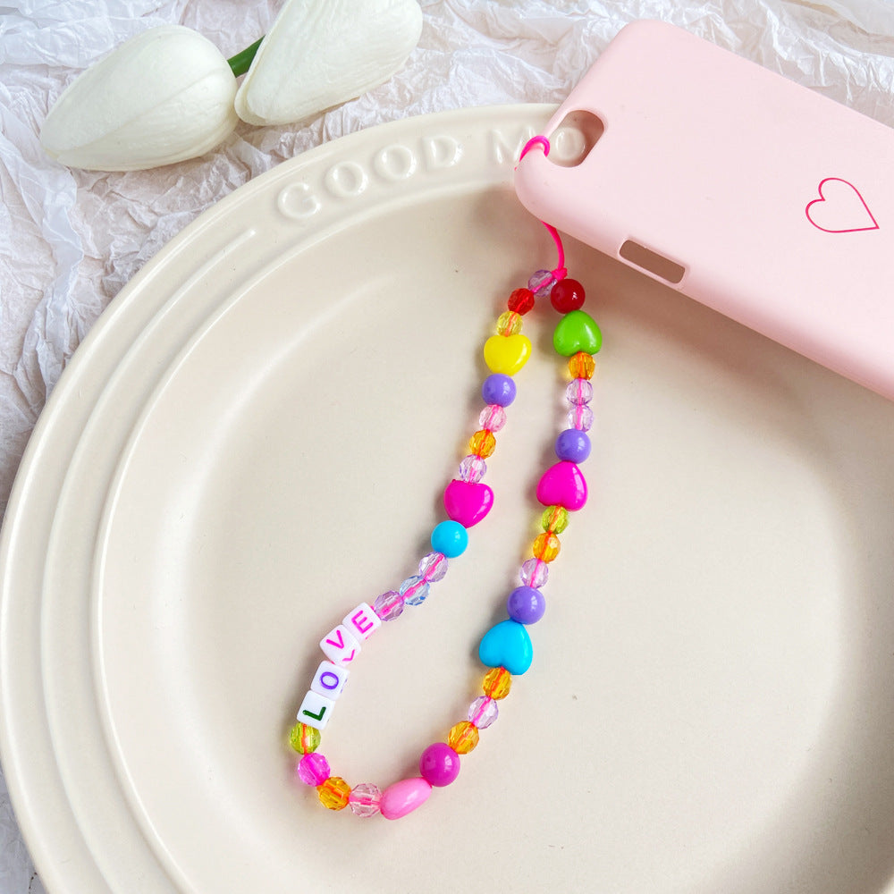 Women's Phone Chain Lanyard Pearl Polymer Clay Bracelets