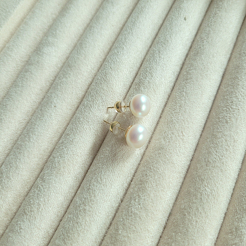 Pink Steamed Bread Pearl Female Ear Clip Earrings