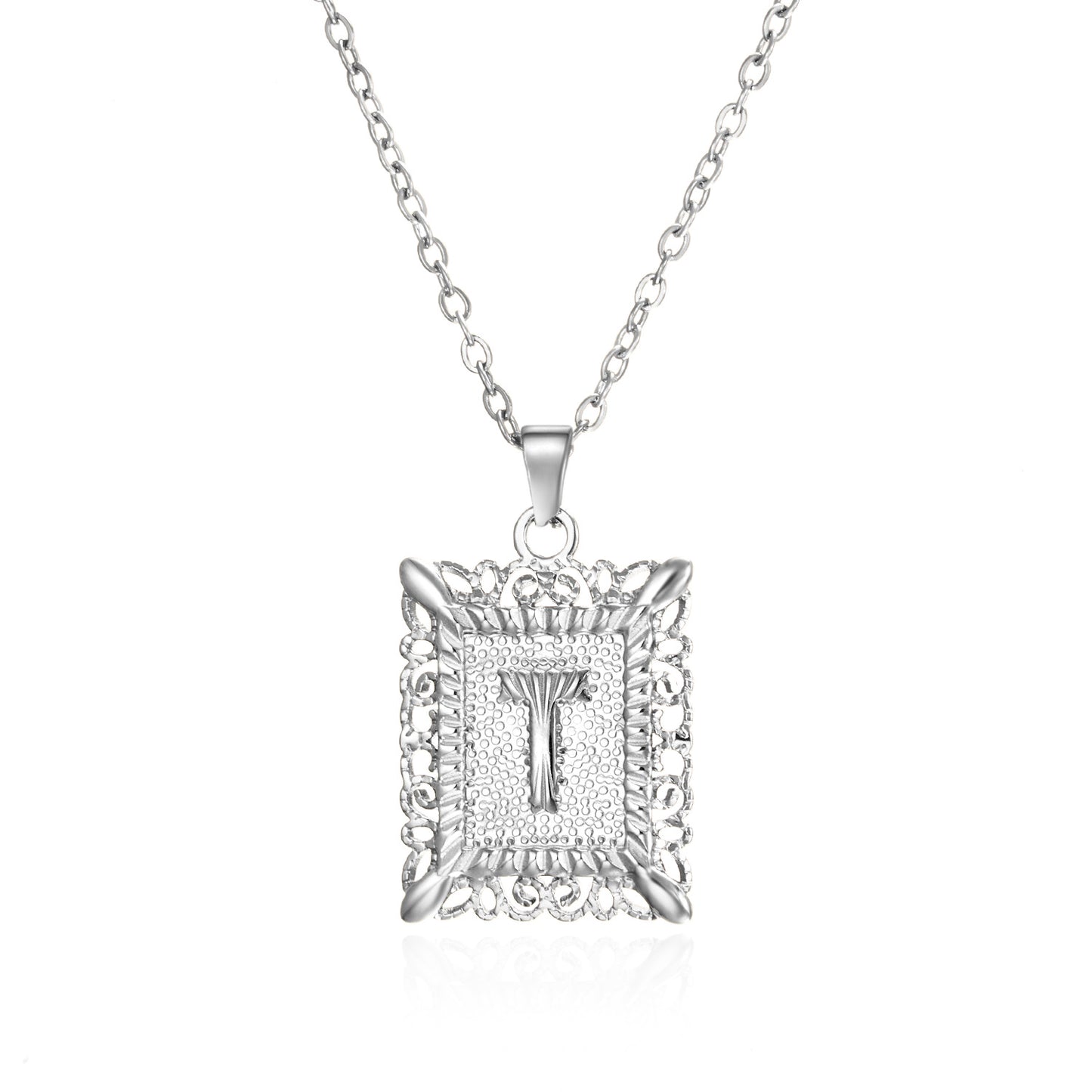 Stainless Steel Letter Hollow Square Titanium Necklaces