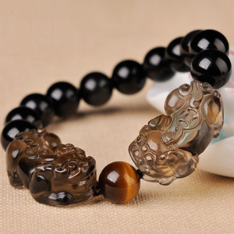 Women's & Men's Mantra Pi Icy Obsidian Double-headed Ornament Bracelets