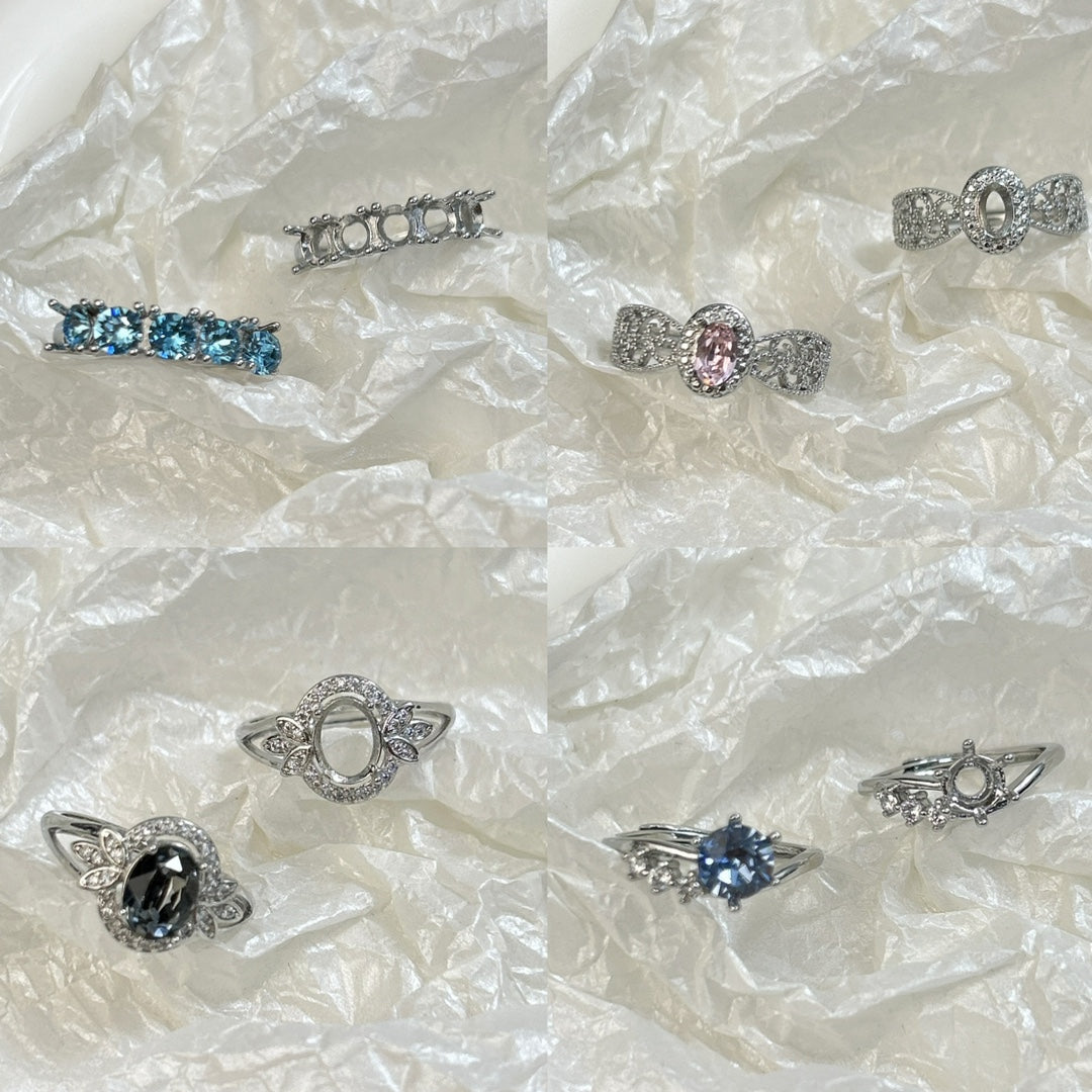 Setting Big Diamond Round Drip Love Open Mouth Inlaid Ring