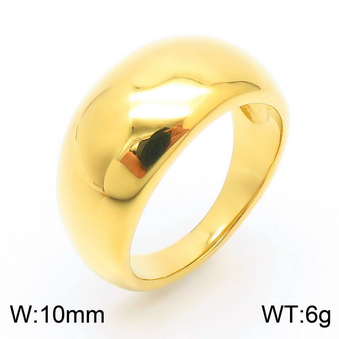 Women's & Men's Arc Top Large Glossy Titanium Steel Rings