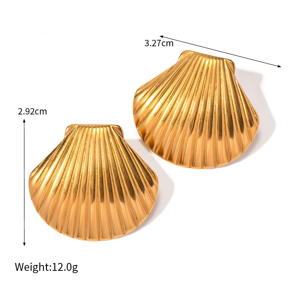 Gold Stainless Steel Shell-shaped Ocean Simple Earrings