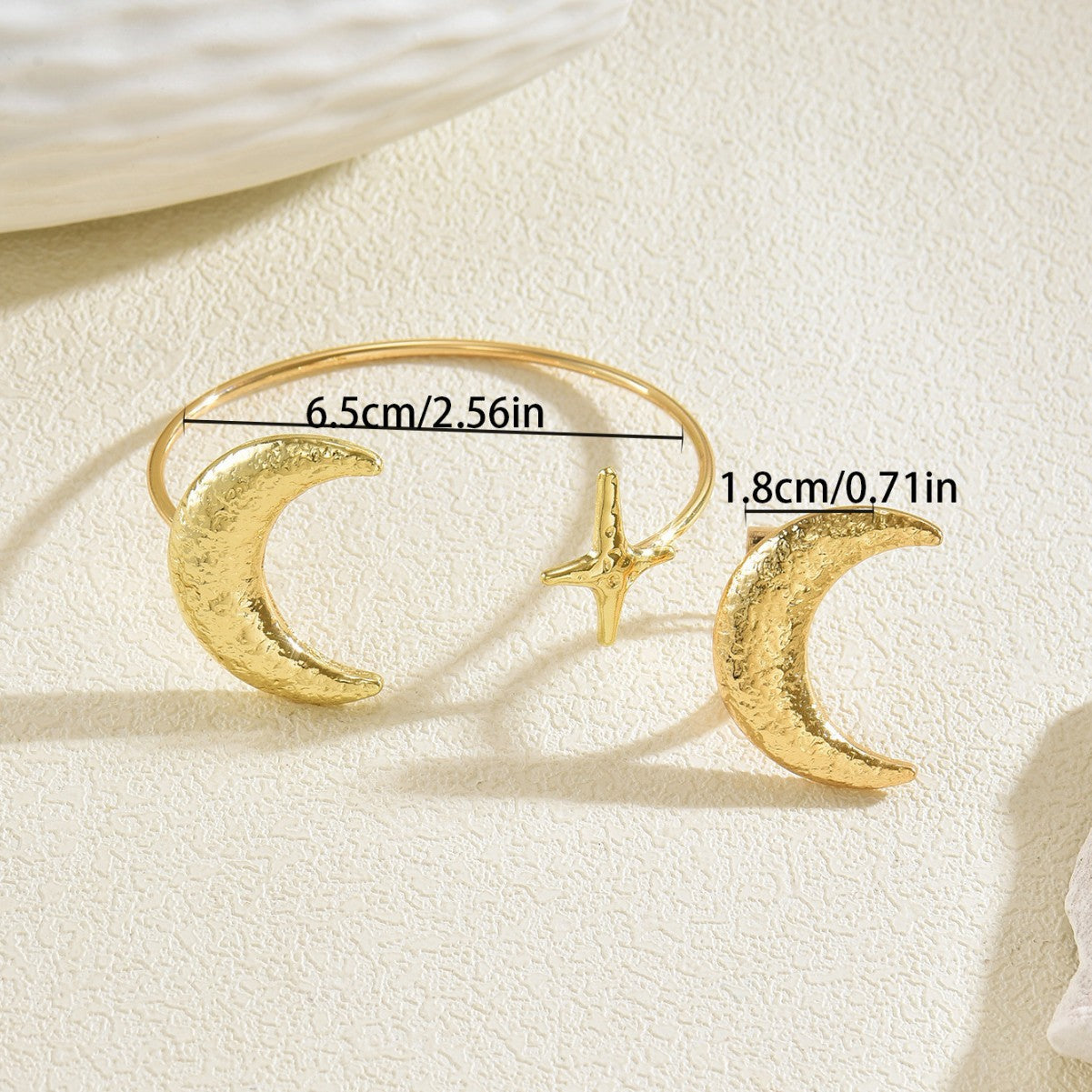 Women's Geometric Moon Metal Design Open Versatile Jewelry Set