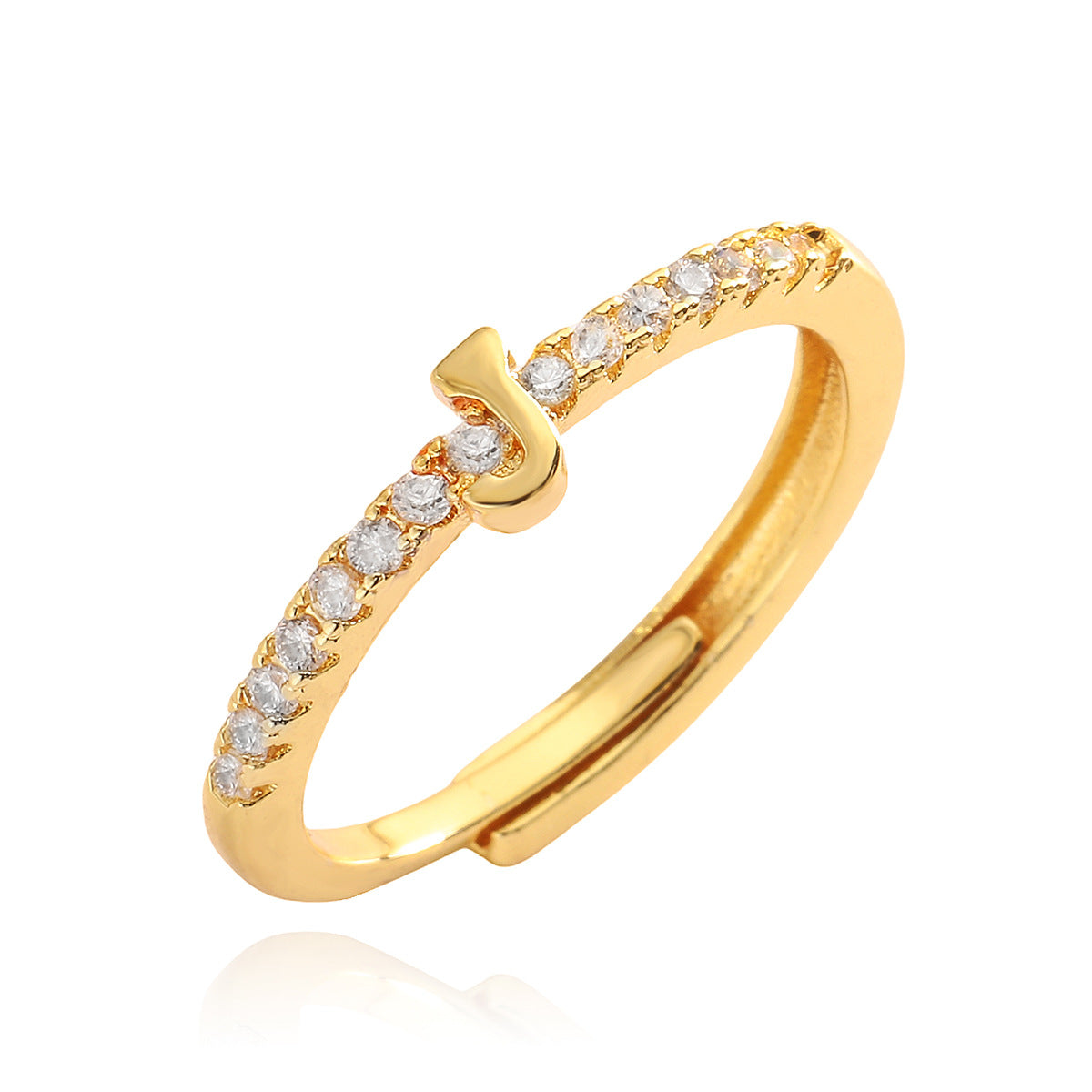 Simple Light Luxury Gold Zircon English Rings