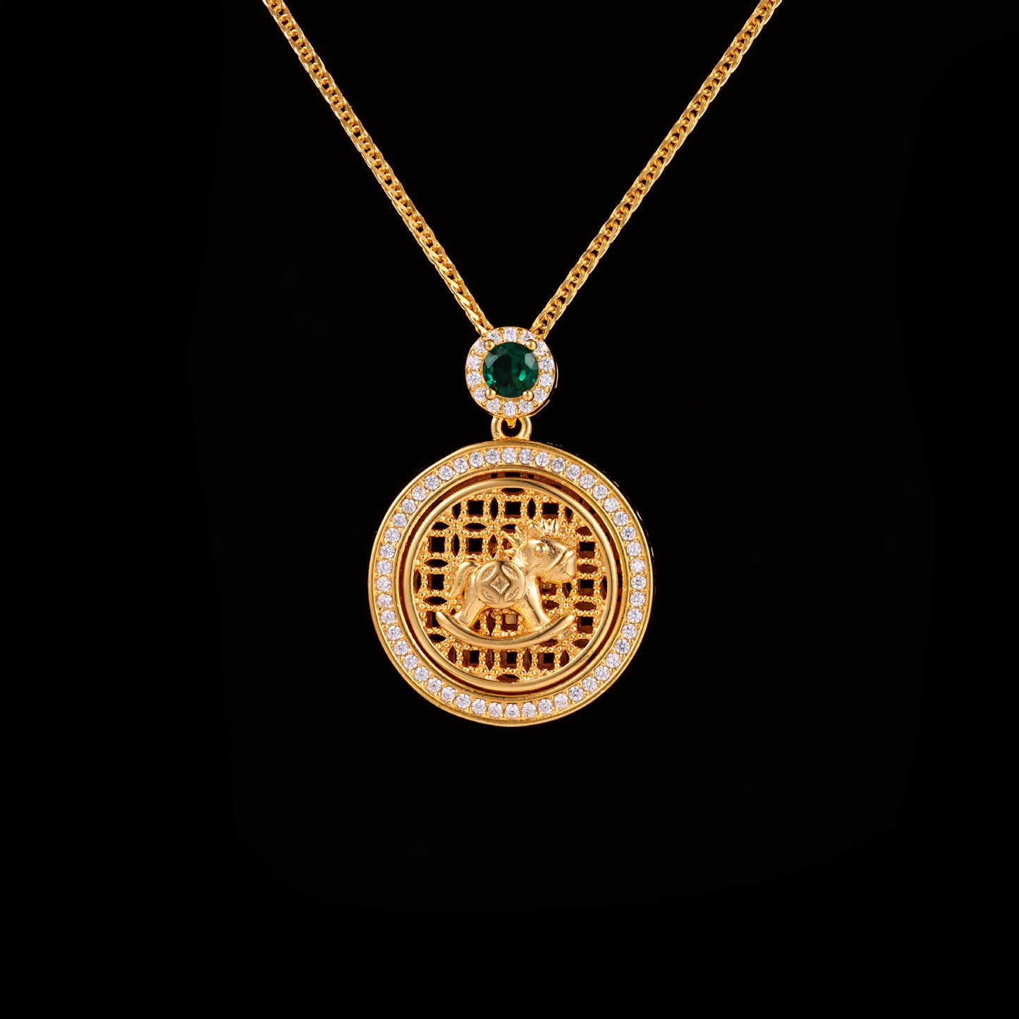 Ancient Style Alluvial Rotating Sunflower Compass Chinese Necklaces