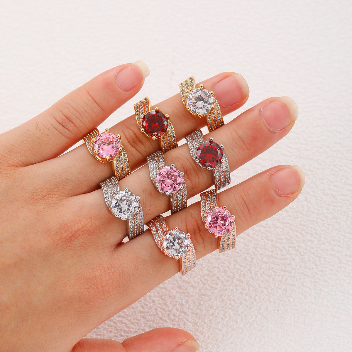 Imitation Moissanite Female Frame Zircon Wedding Ring
