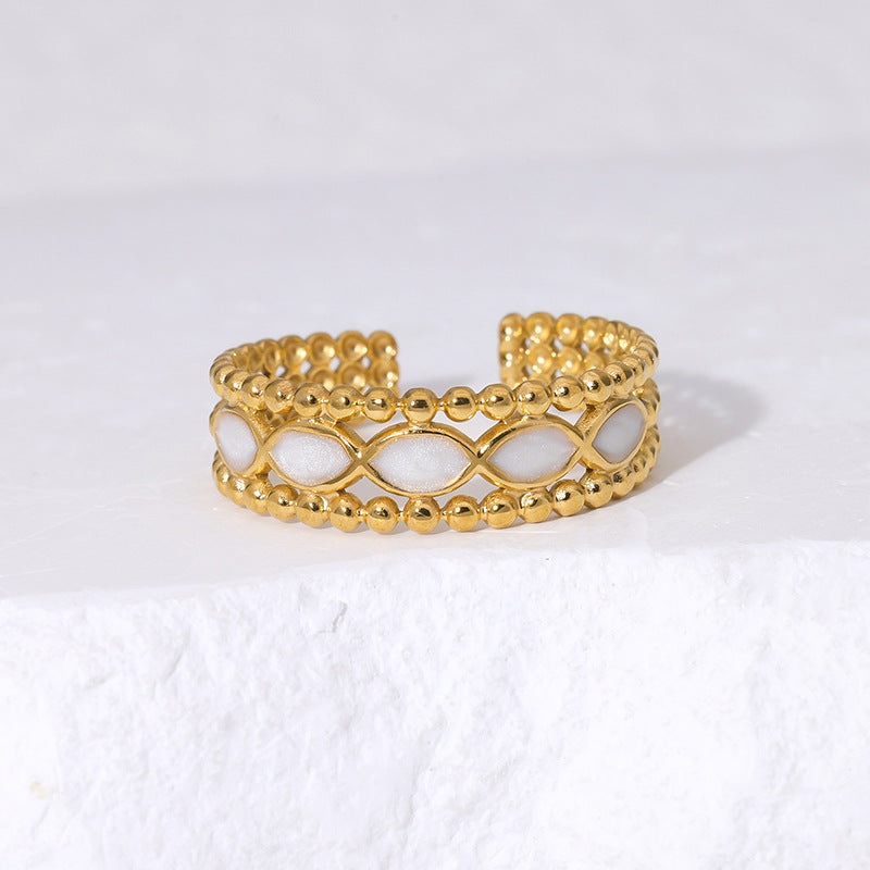 Women's French Retro Stainless Steel Open Hollow Drop Oil Rings