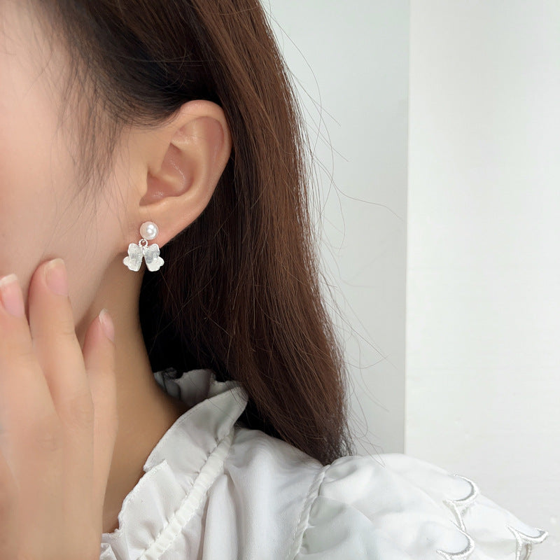 Women's Sier Needle Fog Blue Butterfly Light Earrings
