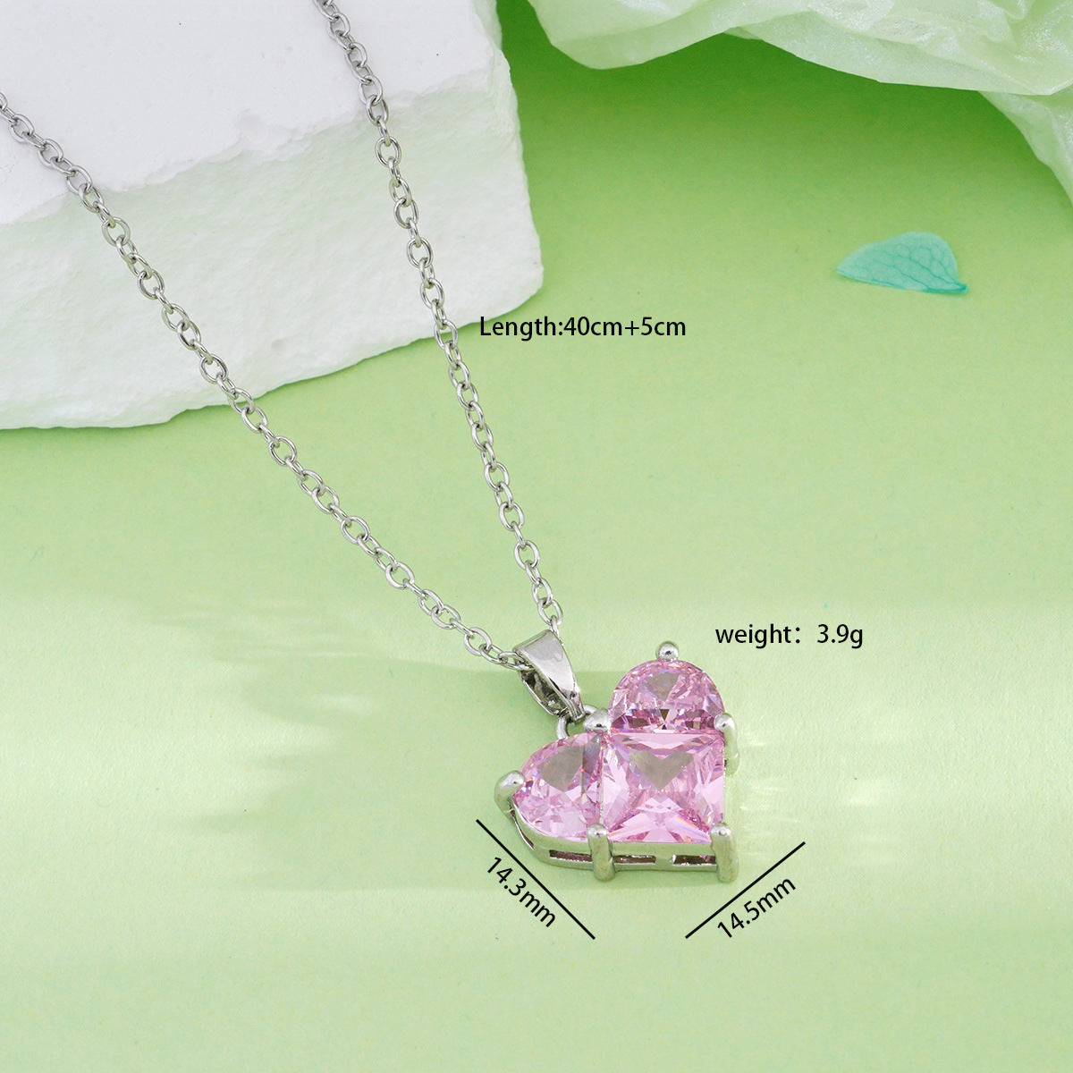 Women's For Gold Pink Love Design Sweet Necklaces