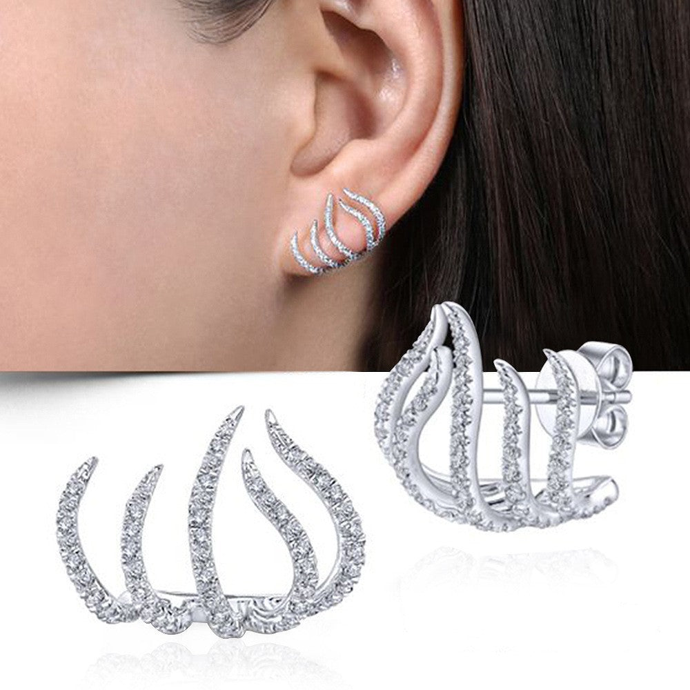 Glamorous Pretty Metallic Popular Exaggerated Shaped Stud Earrings
