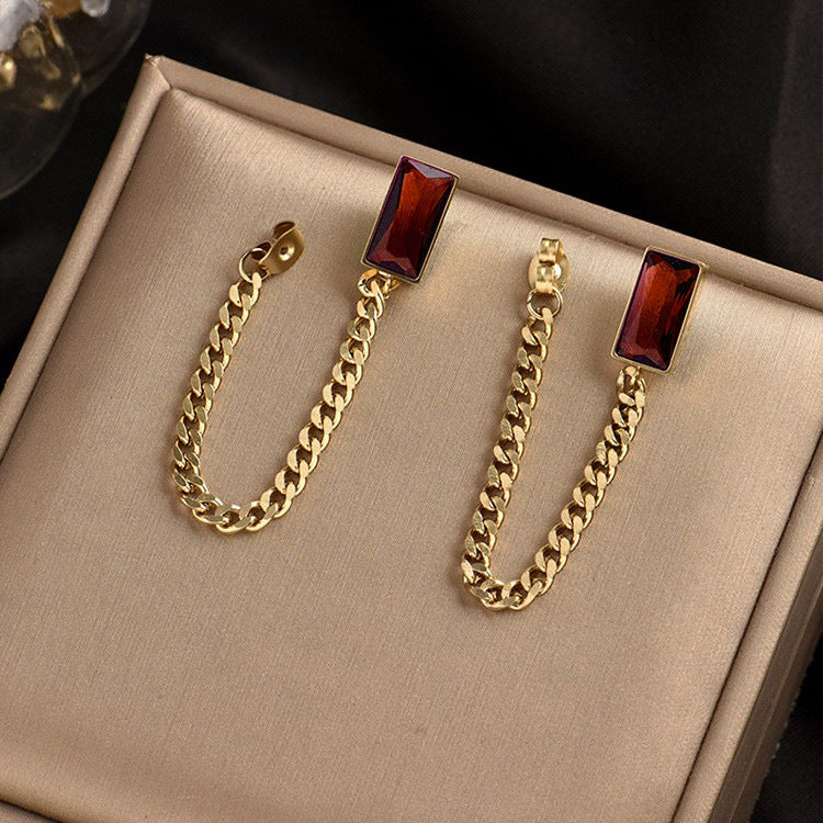 Women's Chain Zircon Double Twin Simple Green Necklaces