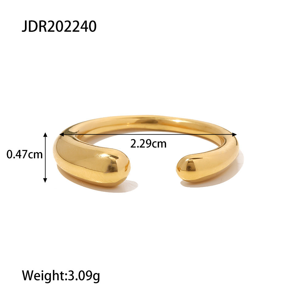 Women's Simple Gold Stainless Steel Open Wind Rings