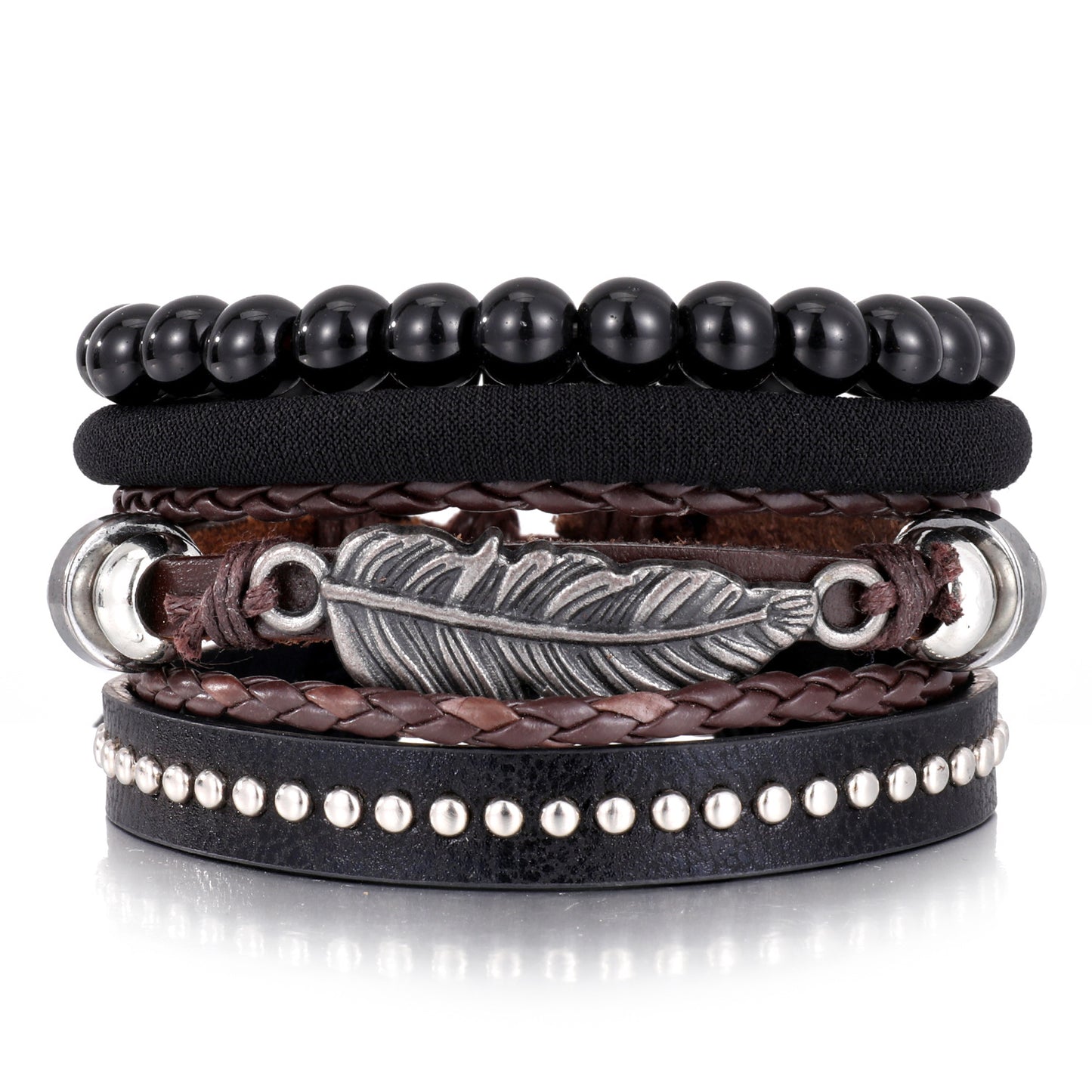 Men's Series Woven Leather Coconut Shell Hemp Bracelets