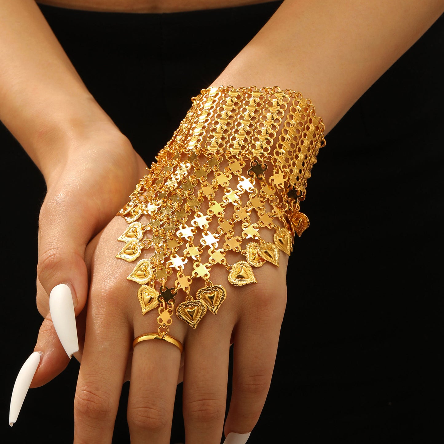 Butterfly Love Pearl Finger Hip Hop Exaggerated Bracelets
