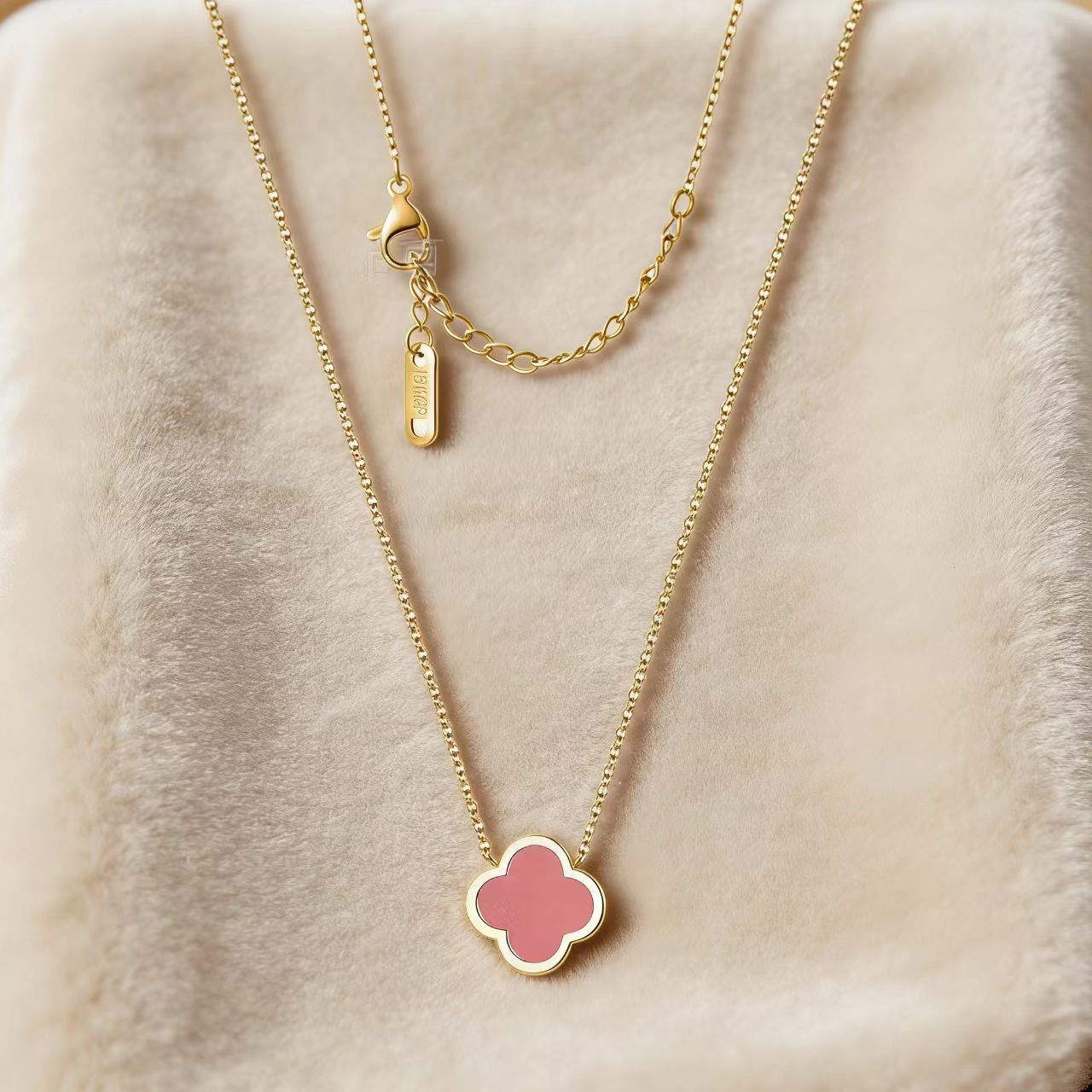 Women's Clover Titanium Steel Light Luxury Double-sided Necklace