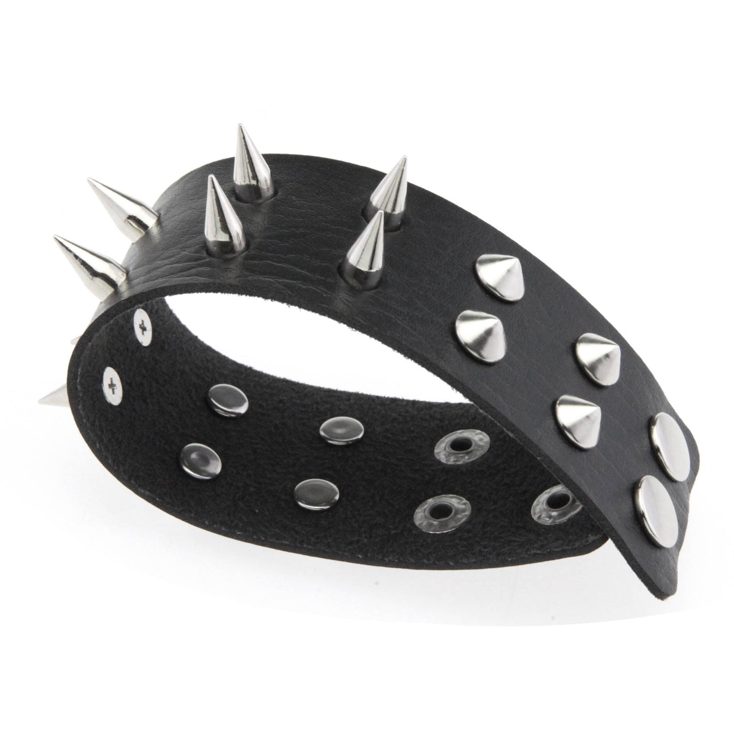 Punk Double Row Alloy Spike Couple Leather Rock Stainless Bracelet