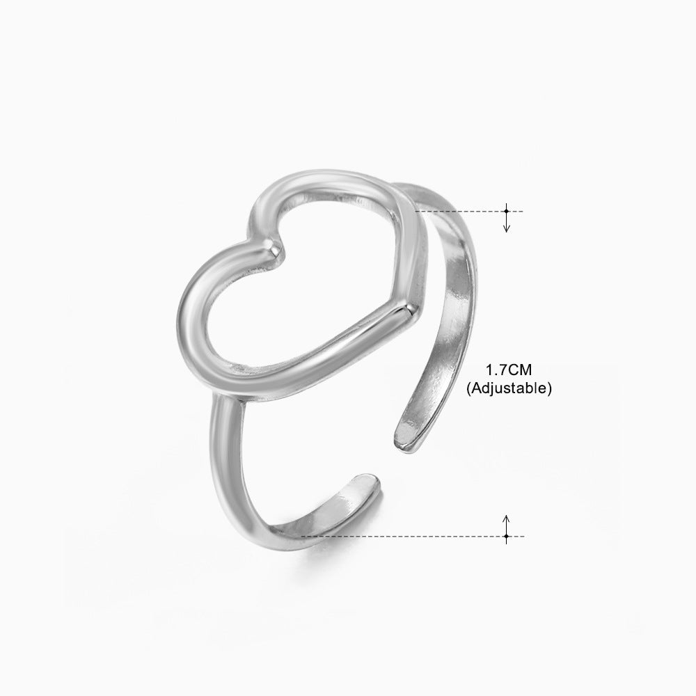 Women's Fashion Stainless Steel Love Heart-shaped Popular Rings