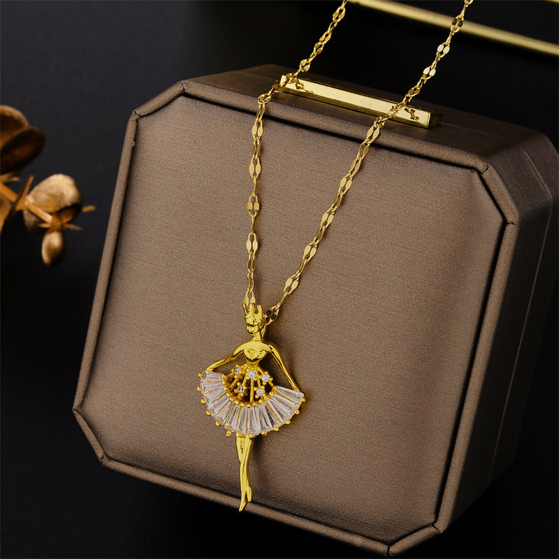 Steel Female Clavicle Chain Swan Clover Necklaces