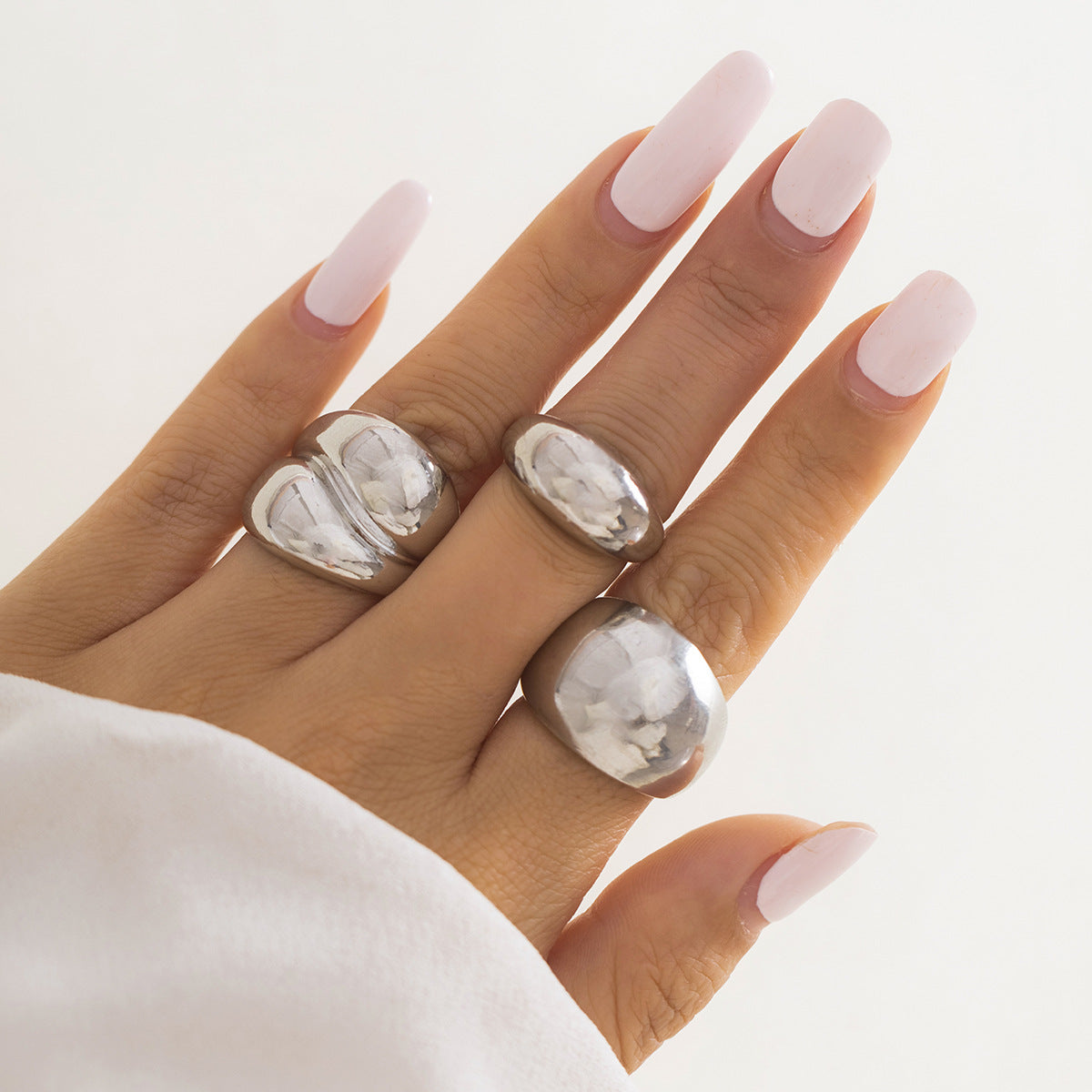 Geometric Design Set Knuckle Metallic Niche Rings