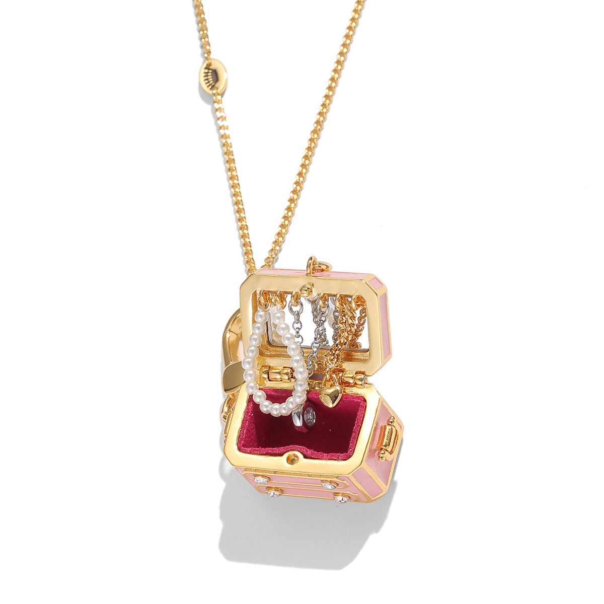 Square Box Chain Colored Enamel Glaze Open Necklaces