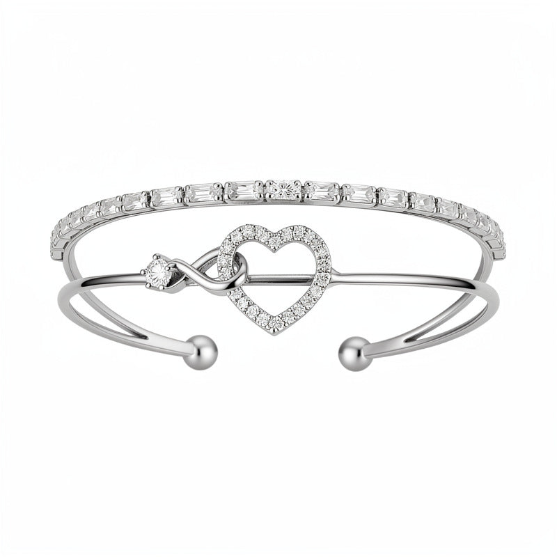 Women's Geometric Double Layers Loving Heart Fashionable Exquisite Light Bracelets