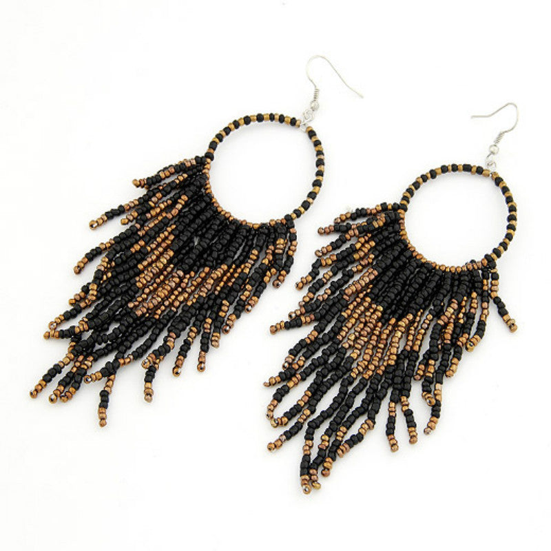 Cool Online Bohemian Style Bead Tassel Earrings