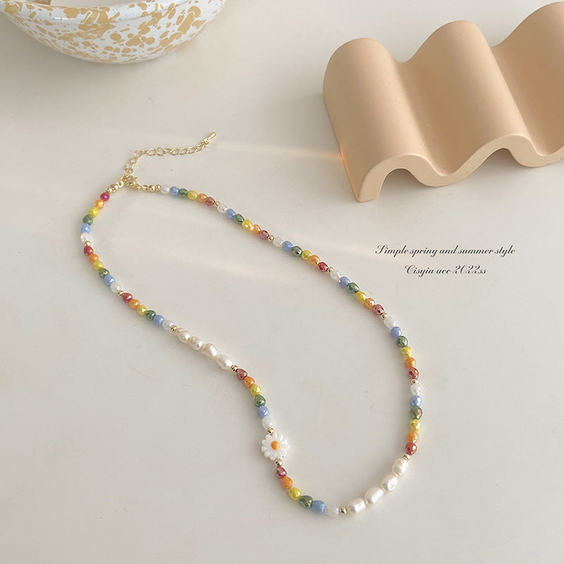 Pearl Daisy Color Beaded High Fashion Necklaces