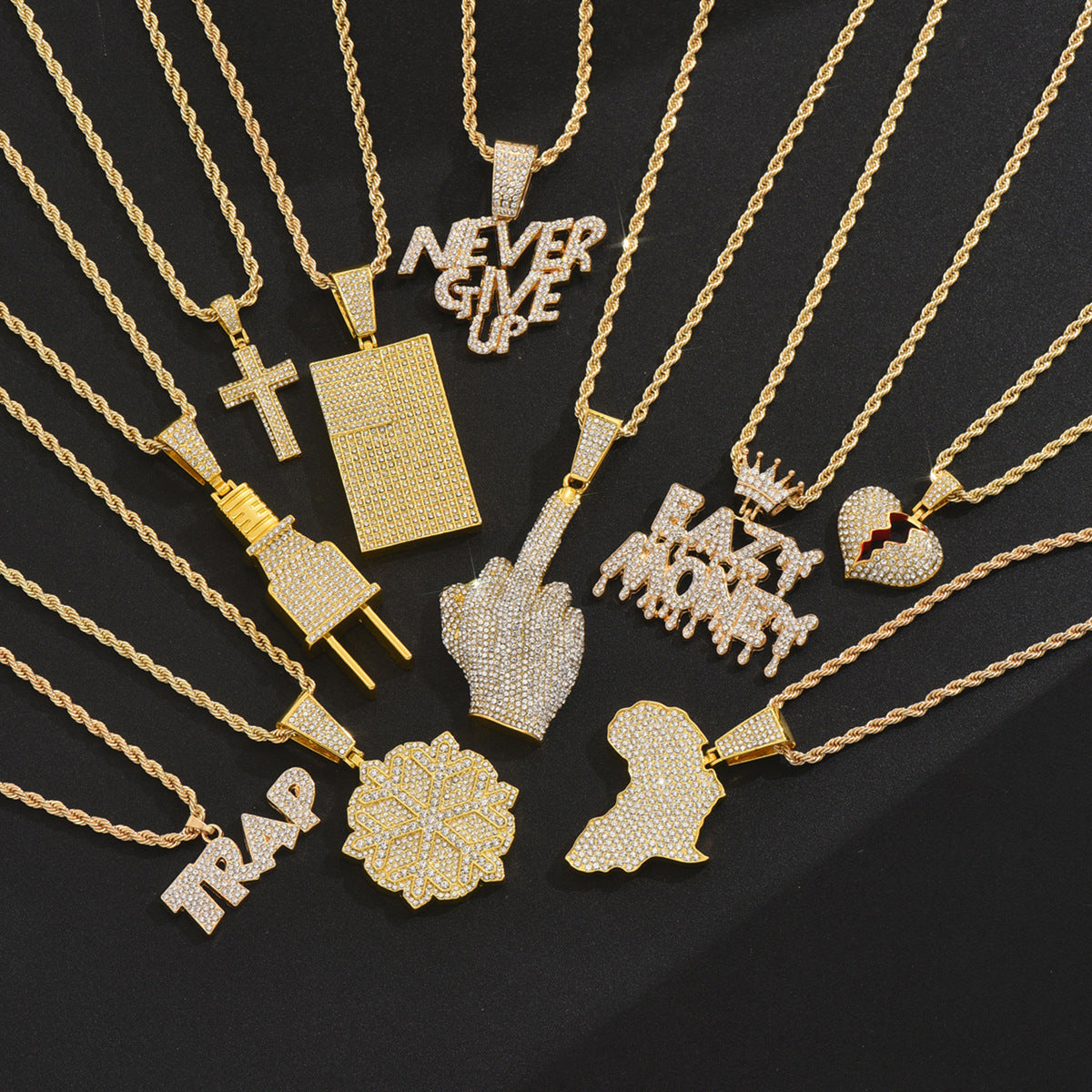 Men's Zircon Cross Design Clavicle Chain Hip Necklaces