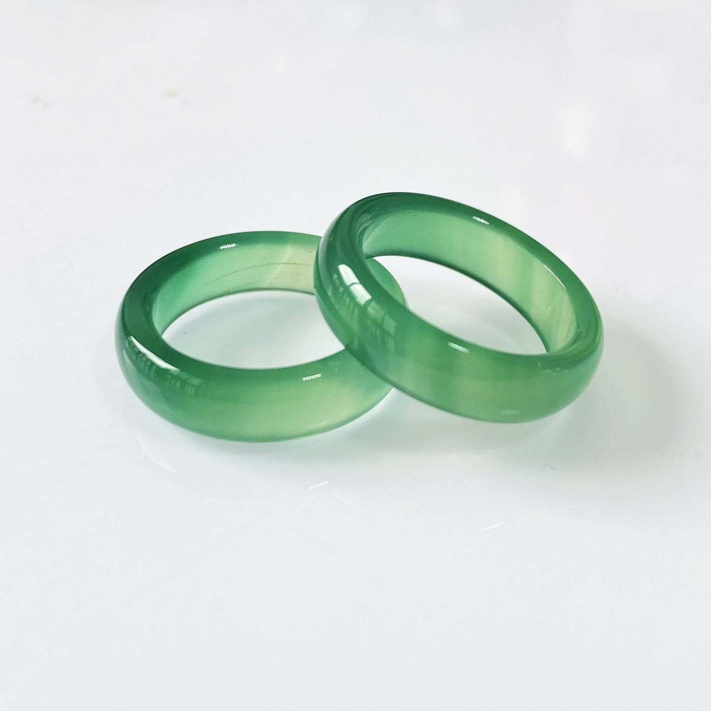 Natural Agate Shank Flexible Jade Chalcedony Couple Live Ring