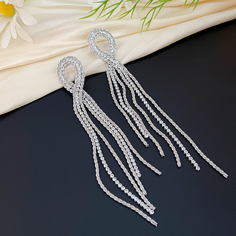 Women's Zircon Long Water Drop Zirconia Light Earrings