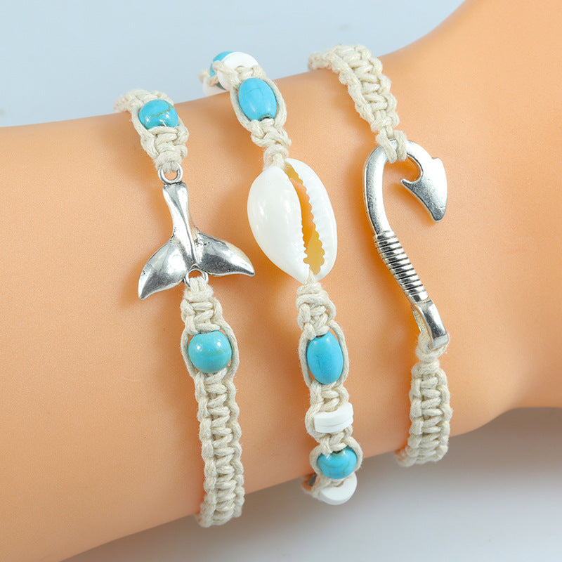 Fishhook Fishtail Ocean Braided Conch Surfing Bracelets