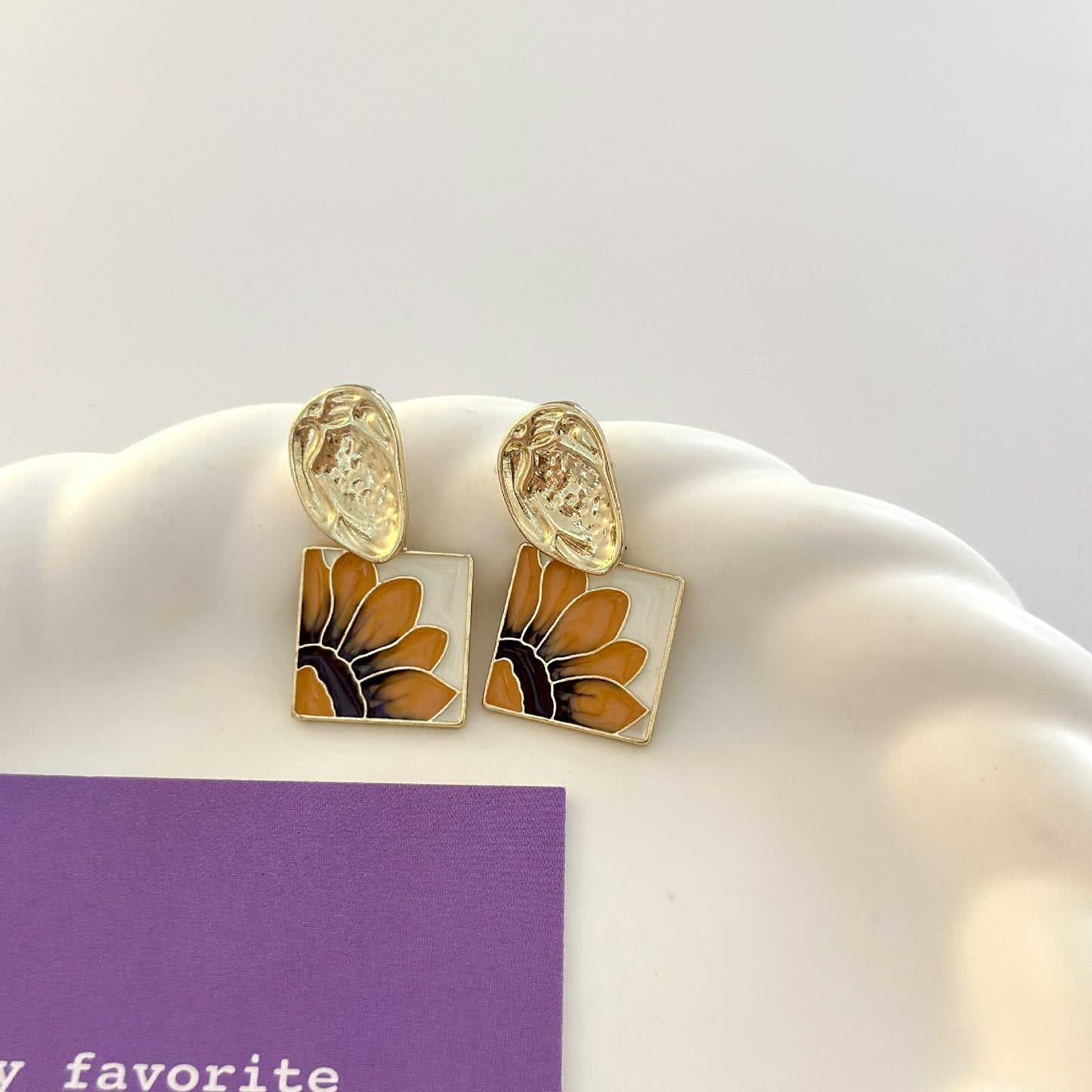 Painting Sunflower Design Sense Sier Advanced Minority Fashion Vintage Rings