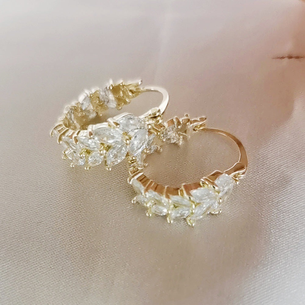 Korean Style Zircon Wheat Ear Clip Earrings