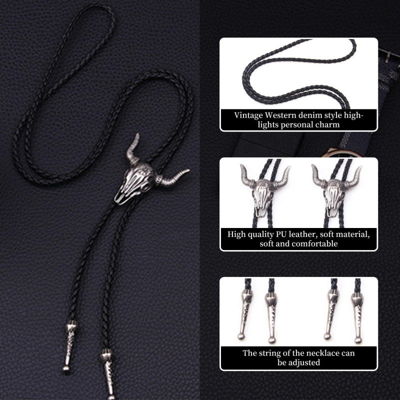 Denim Long Sweater Chain Leather Adjustable Necklaces