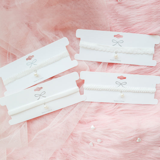 Female Accessories Heart White Veet Neckband Collar Pendants