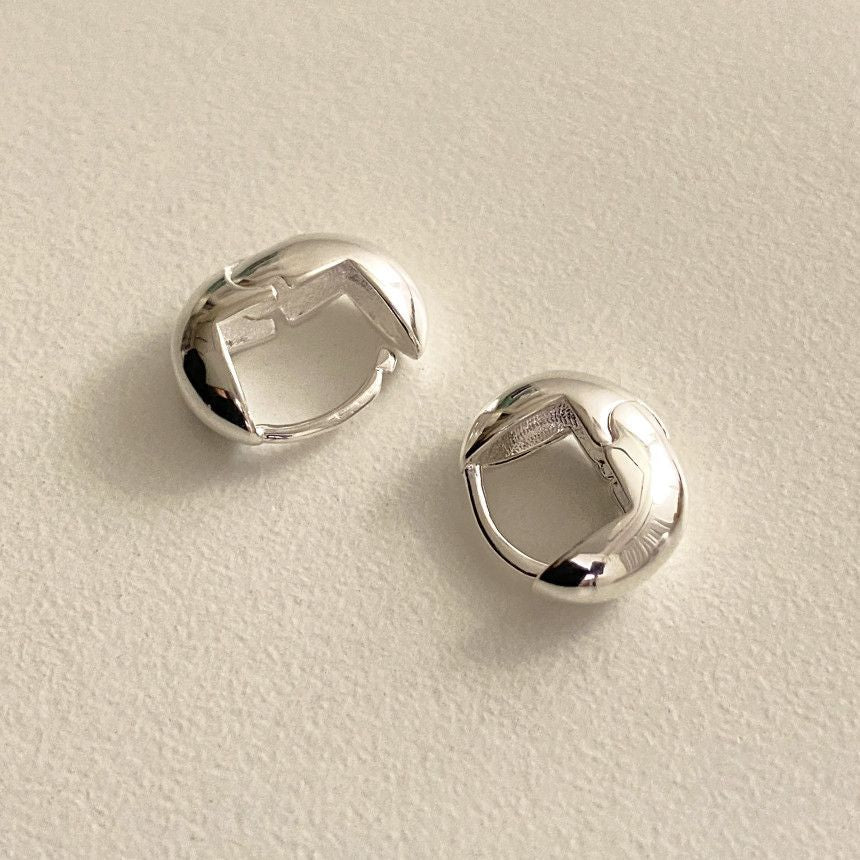 Fan Korean Style Sterling Sier Oval Earrings