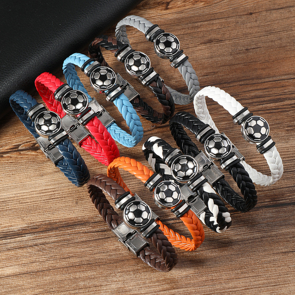 Men's Snap Joint Alloy Football Leather Team Bracelets