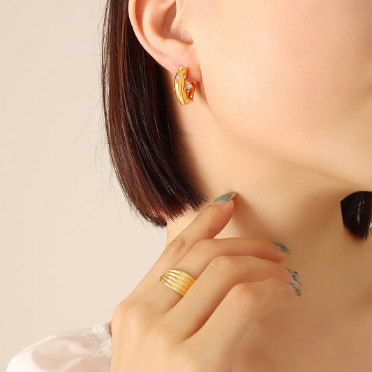 Zircon Inlaid Shaped Does Not Fade Earrings