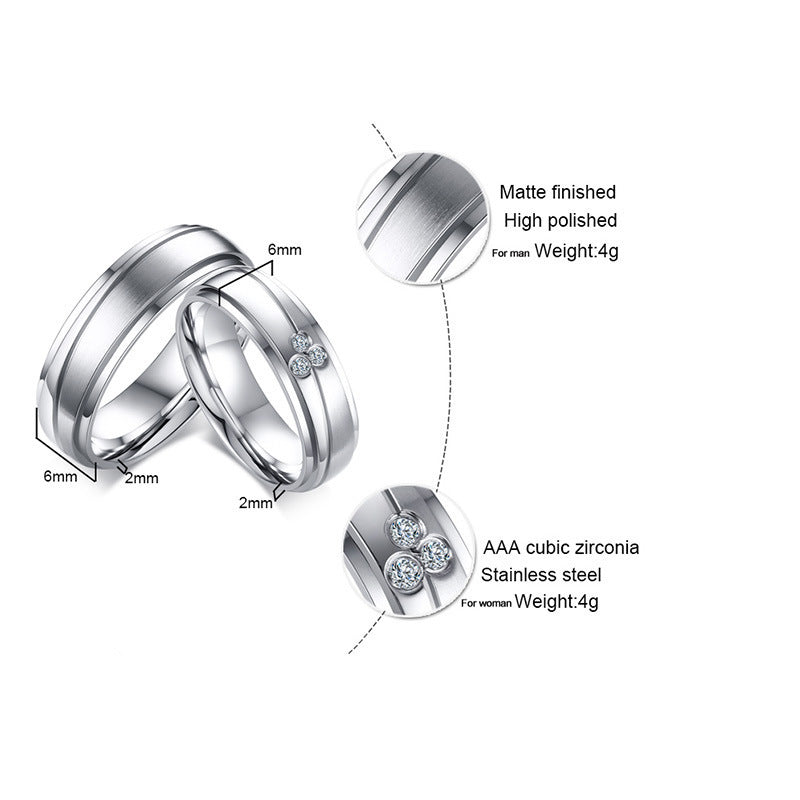 Jewelry Titanium Steel Electroplated Gold Couple Rings