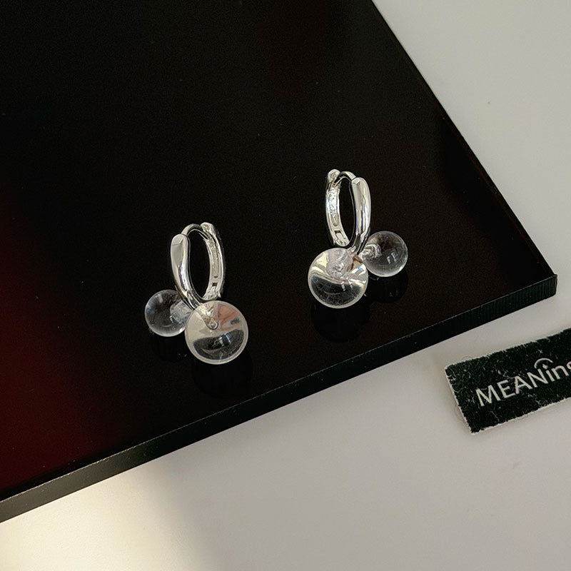 Clear White Water Summer Cool Ball Ear Clip Earrings