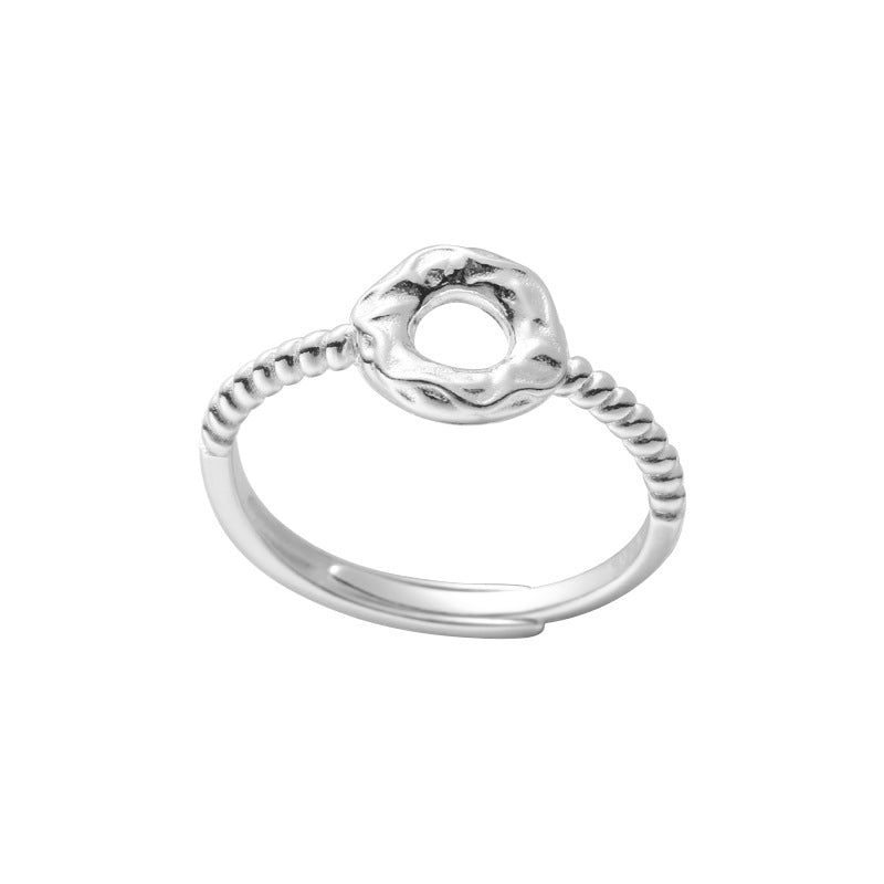 Women's Donut Sterling Sier Push-pull Color Design Rings