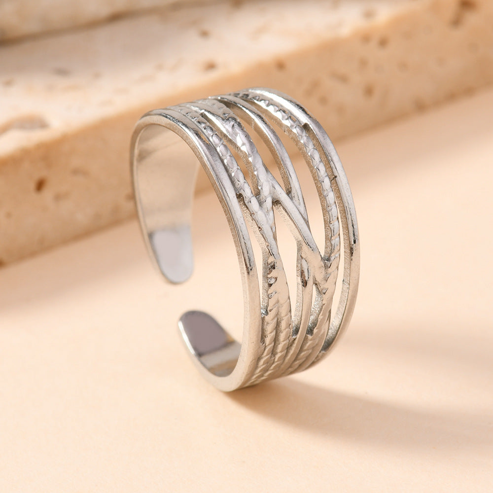 Stainless Steel Open Female Niche Personality Rings