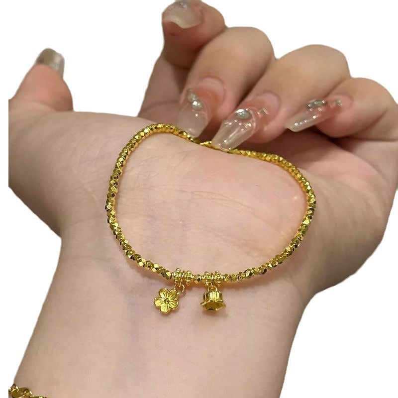 Broken Gold Flower Round Beads Disco Bracelets