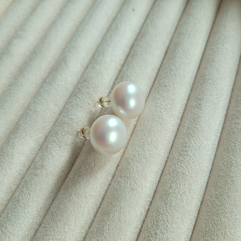 Pink Steamed Bread Pearl Female Ear Clip Earrings